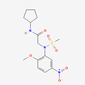 molecular formula C15H21N3O6S B3485708 N~1~-cyclopentyl-N~2~-(2-methoxy-5-nitrophenyl)-N~2~-(methylsulfonyl)glycinamide 