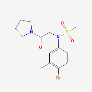 molecular formula C14H19BrN2O3S B3485727 N-(4-bromo-3-methylphenyl)-N-[2-oxo-2-(1-pyrrolidinyl)ethyl]methanesulfonamide 