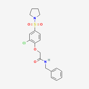 molecular formula C19H21ClN2O4S B3485774 N-benzyl-2-(2-chloro-4-pyrrolidin-1-ylsulfonylphenoxy)acetamide 