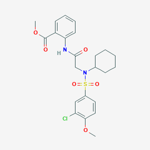 molecular formula C23H27ClN2O6S B3485791 METHYL 2-[2-(N-CYCLOHEXYL3-CHLORO-4-METHOXYBENZENESULFONAMIDO)ACETAMIDO]BENZOATE 