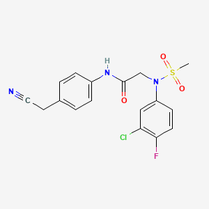 molecular formula C17H15ClFN3O3S B3485815 N~2~-(3-chloro-4-fluorophenyl)-N~1~-[4-(cyanomethyl)phenyl]-N~2~-(methylsulfonyl)glycinamide 