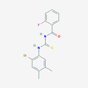 molecular formula C16H14BrFN2OS B3485822 N-[(2-bromo-4,5-dimethylphenyl)carbamothioyl]-2-fluorobenzamide 