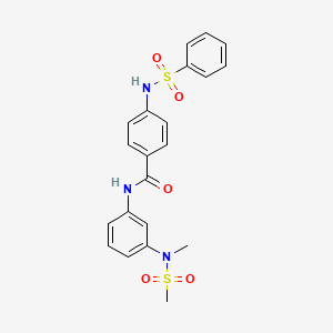 molecular formula C21H21N3O5S2 B3485924 N-{3-[methyl(methylsulfonyl)amino]phenyl}-4-[(phenylsulfonyl)amino]benzamide 