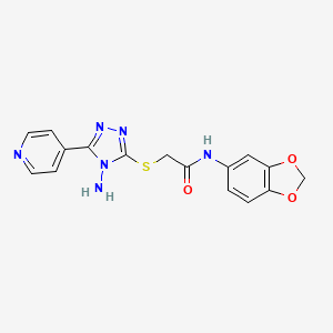 molecular formula C16H14N6O3S B3485925 2-[(4-amino-5-pyridin-4-yl-1,2,4-triazol-3-yl)sulfanyl]-N-(1,3-benzodioxol-5-yl)acetamide 