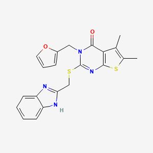 molecular formula C21H18N4O2S2 B3486014 2-[(1H-benzimidazol-2-ylmethyl)sulfanyl]-3-(furan-2-ylmethyl)-5,6-dimethylthieno[2,3-d]pyrimidin-4(3H)-one 