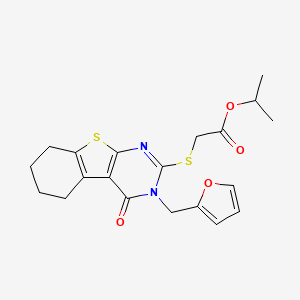 molecular formula C20H22N2O4S2 B3486021 Propan-2-yl {[3-(furan-2-ylmethyl)-4-oxo-3,4,5,6,7,8-hexahydro[1]benzothieno[2,3-d]pyrimidin-2-yl]sulfanyl}acetate 