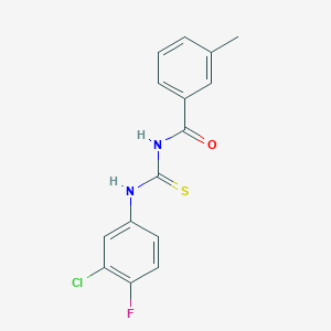 molecular formula C15H12ClFN2OS B3486138 N-{[(3-chloro-4-fluorophenyl)amino]carbonothioyl}-3-methylbenzamide 