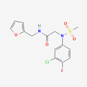 molecular formula C14H14ClFN2O4S B3486525 N~2~-(3-chloro-4-fluorophenyl)-N~1~-(2-furylmethyl)-N~2~-(methylsulfonyl)glycinamide 