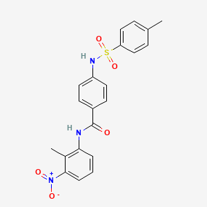 molecular formula C21H19N3O5S B3486696 N-(2-methyl-3-nitrophenyl)-4-{[(4-methylphenyl)sulfonyl]amino}benzamide 