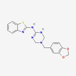 molecular formula C18H17N5O2S B3486707 N-[5-(1,3-benzodioxol-5-ylmethyl)-1,4,5,6-tetrahydro-1,3,5-triazin-2-yl]-1,3-benzothiazol-2-amine 