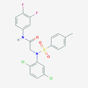 molecular formula C21H16Cl2F2N2O3S B3486742 N~2~-(2,5-dichlorophenyl)-N~1~-(3,4-difluorophenyl)-N~2~-[(4-methylphenyl)sulfonyl]glycinamide 