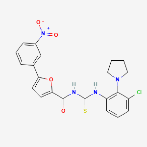 molecular formula C22H19ClN4O4S B3486746 N-({[3-chloro-2-(1-pyrrolidinyl)phenyl]amino}carbonothioyl)-5-(3-nitrophenyl)-2-furamide 