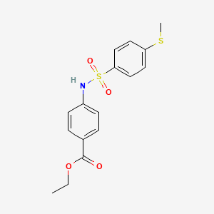 molecular formula C16H17NO4S2 B3486797 ethyl 4-({[4-(methylthio)phenyl]sulfonyl}amino)benzoate 
