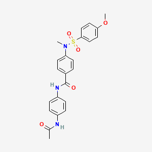 molecular formula C23H23N3O5S B3486825 N-[4-(acetylamino)phenyl]-4-[[(4-methoxyphenyl)sulfonyl](methyl)amino]benzamide 