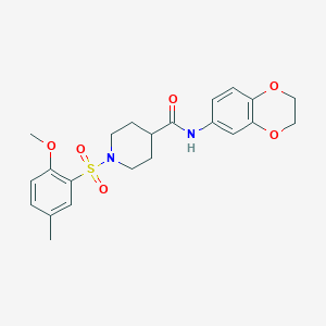 molecular formula C22H26N2O6S B3486871 N-(2,3-dihydro-1,4-benzodioxin-6-yl)-1-(2-methoxy-5-methylphenyl)sulfonylpiperidine-4-carboxamide 