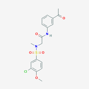 molecular formula C18H19ClN2O5S B3487016 N-(3-acetylphenyl)-N~2~-[(3-chloro-4-methoxyphenyl)sulfonyl]-N~2~-methylglycinamide 