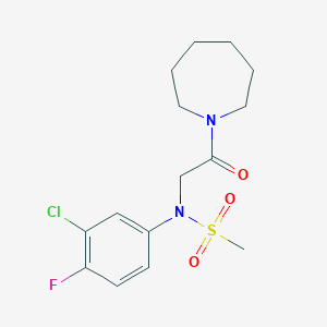 molecular formula C15H20ClFN2O3S B3487249 N-[2-(1-azepanyl)-2-oxoethyl]-N-(3-chloro-4-fluorophenyl)methanesulfonamide 