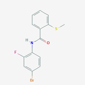 molecular formula C14H11BrFNOS B3487255 N-(4-bromo-2-fluorophenyl)-2-(methylsulfanyl)benzamide 