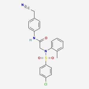 molecular formula C23H20ClN3O3S B3487278 N~2~-[(4-chlorophenyl)sulfonyl]-N~1~-[4-(cyanomethyl)phenyl]-N~2~-(2-methylphenyl)glycinamide 