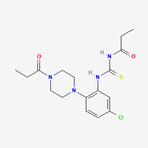 molecular formula C17H23ClN4O2S B3487305 N-({[5-chloro-2-(4-propionyl-1-piperazinyl)phenyl]amino}carbonothioyl)propanamide 