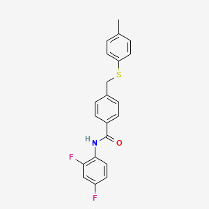 molecular formula C21H17F2NOS B3487331 N-(2,4-difluorophenyl)-4-{[(4-methylphenyl)thio]methyl}benzamide 