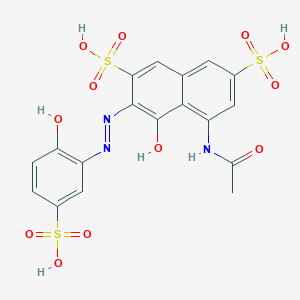 molecular formula C18H15N3O12S3 B034874 5-Acetamido-4-hydroxy-3-[(2-hydroxy-5-sulfophenyl)diazenyl]naphthalene-2,7-disulfonic acid CAS No. 101708-53-6