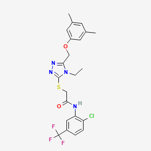 molecular formula C22H22ClF3N4O2S B3487480 N-[2-chloro-5-(trifluoromethyl)phenyl]-2-({5-[(3,5-dimethylphenoxy)methyl]-4-ethyl-4H-1,2,4-triazol-3-yl}thio)acetamide 