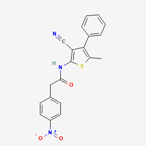 molecular formula C20H15N3O3S B3487764 N-(3-cyano-5-methyl-4-phenylthiophen-2-yl)-2-(4-nitrophenyl)acetamide 