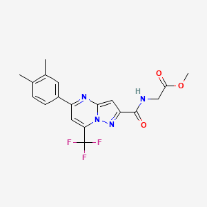 molecular formula C19H17F3N4O3 B3487770 METHYL 2-{[5-(3,4-DIMETHYLPHENYL)-7-(TRIFLUOROMETHYL)PYRAZOLO[1,5-A]PYRIMIDIN-2-YL]FORMAMIDO}ACETATE 