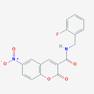 molecular formula C17H11FN2O5 B3488003 N-(2-fluorobenzyl)-6-nitro-2-oxo-2H-chromene-3-carboxamide 