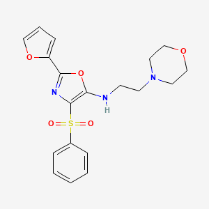 molecular formula C19H21N3O5S B3488249 2-(2-Furyl)-5-[(2-morpholin-4-ylethyl)amino]-4-(phenylsulfonyl)-1,3-oxazole 
