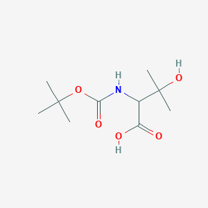 molecular formula C10H19NO5 B034884 2-((tert-Butoxycarbonyl)amino)-3-hydroxy-3-methylbutanoic acid CAS No. 105504-72-1