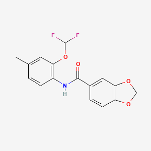 molecular formula C16H13F2NO4 B3488671 N-[2-(difluoromethoxy)-4-methylphenyl]-1,3-benzodioxole-5-carboxamide 