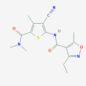 molecular formula C16H18N4O3S B3488725 N-[3-CYANO-5-(DIMETHYLCARBAMOYL)-4-METHYLTHIOPHEN-2-YL]-3-ETHYL-5-METHYL-12-OXAZOLE-4-CARBOXAMIDE 