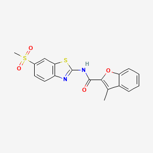 molecular formula C18H14N2O4S2 B3488741 N-(6-METHANESULFONYL-13-BENZOTHIAZOL-2-YL)-3-METHYL-1-BENZOFURAN-2-CARBOXAMIDE 