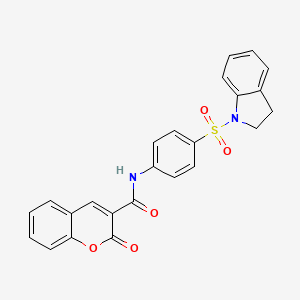 molecular formula C24H18N2O5S B3488788 N-[4-(2,3-dihydro-1H-indol-1-ylsulfonyl)phenyl]-2-oxo-2H-chromene-3-carboxamide 