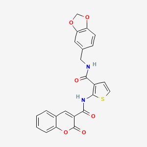 molecular formula C23H16N2O6S B3488908 N-(3-{[(1,3-benzodioxol-5-ylmethyl)amino]carbonyl}-2-thienyl)-2-oxo-2H-chromene-3-carboxamide 