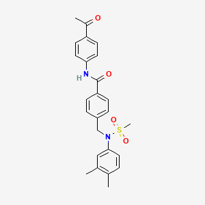 molecular formula C25H26N2O4S B3489139 N~1~-(4-ACETYLPHENYL)-4-{[3,4-DIMETHYL(METHYLSULFONYL)ANILINO]METHYL}BENZAMIDE 