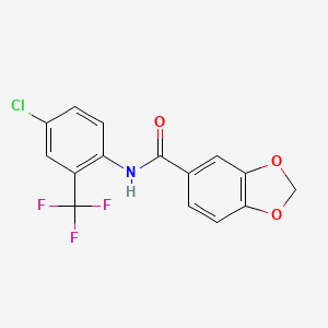 molecular formula C15H9ClF3NO3 B3489143 N-[4-chloro-2-(trifluoromethyl)phenyl]-1,3-benzodioxole-5-carboxamide 