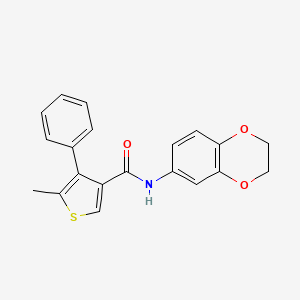 molecular formula C20H17NO3S B3489356 N-(2,3-dihydro-1,4-benzodioxin-6-yl)-5-methyl-4-phenyl-3-thiophenecarboxamide 