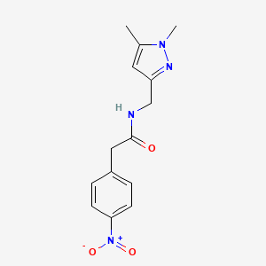 molecular formula C14H16N4O3 B3489413 N-[(1,5-dimethyl-1H-pyrazol-3-yl)methyl]-2-(4-nitrophenyl)acetamide 