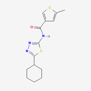 molecular formula C14H17N3OS2 B3489506 N-(5-cyclohexyl-1,3,4-thiadiazol-2-yl)-5-methyl-3-thiophenecarboxamide 