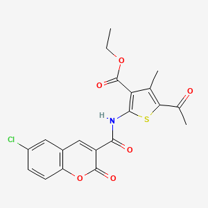 molecular formula C20H16ClNO6S B3489539 ETHYL 5-ACETYL-2-(6-CHLORO-2-OXO-2H-CHROMENE-3-AMIDO)-4-METHYLTHIOPHENE-3-CARBOXYLATE 