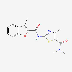 molecular formula C17H17N3O3S B3489796 N,N,4-trimethyl-2-{[(3-methyl-1-benzofuran-2-yl)carbonyl]amino}-1,3-thiazole-5-carboxamide 