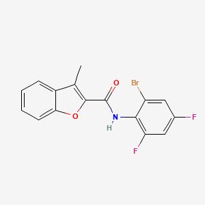molecular formula C16H10BrF2NO2 B3489844 N-(2-bromo-4,6-difluorophenyl)-3-methyl-1-benzofuran-2-carboxamide 