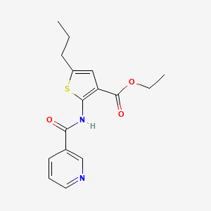 molecular formula C16H18N2O3S B3489868 ethyl 5-propyl-2-[(3-pyridinylcarbonyl)amino]-3-thiophenecarboxylate 