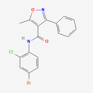 molecular formula C17H12BrClN2O2 B3489950 N-(4-bromo-2-chlorophenyl)-5-methyl-3-phenyl-1,2-oxazole-4-carboxamide 