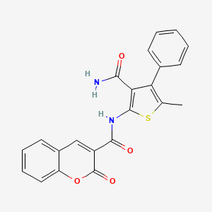 molecular formula C22H16N2O4S B3490103 N-(3-carbamoyl-5-methyl-4-phenylthiophen-2-yl)-2-oxo-2H-chromene-3-carboxamide 