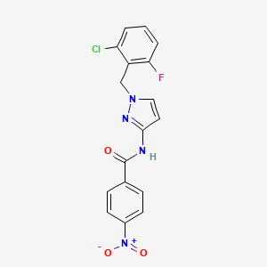 molecular formula C17H12ClFN4O3 B3490181 N-{1-[(2-CHLORO-6-FLUOROPHENYL)METHYL]-1H-PYRAZOL-3-YL}-4-NITROBENZAMIDE 