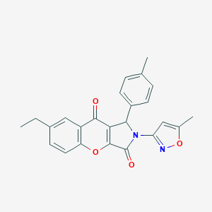 molecular formula C24H20N2O4 B349099 7-Ethyl-2-(5-methyl-3-isoxazolyl)-1-(4-methylphenyl)-1,2-dihydrochromeno[2,3-c]pyrrole-3,9-dione CAS No. 874396-66-4